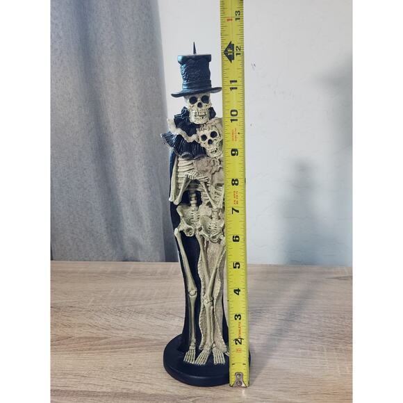 Skeleton Bride and Groom Wedding Halloween Day of the Dead Candlestick Holder - Picture 10 of 10